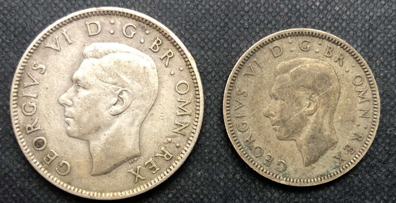 Silver United Kingdom 1945 Two Shillings 1940 One Shilling