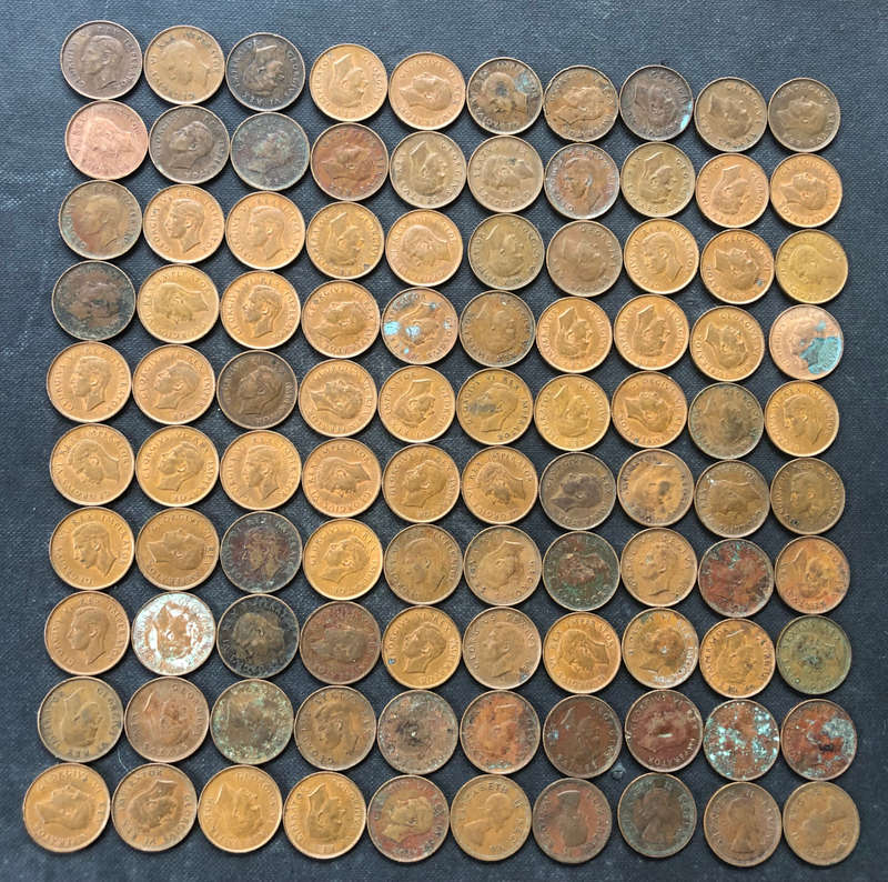 FARTHINGS GEORGE VI (95) AND QUEEN ELIZABETH (5) COLLECTION OF 100