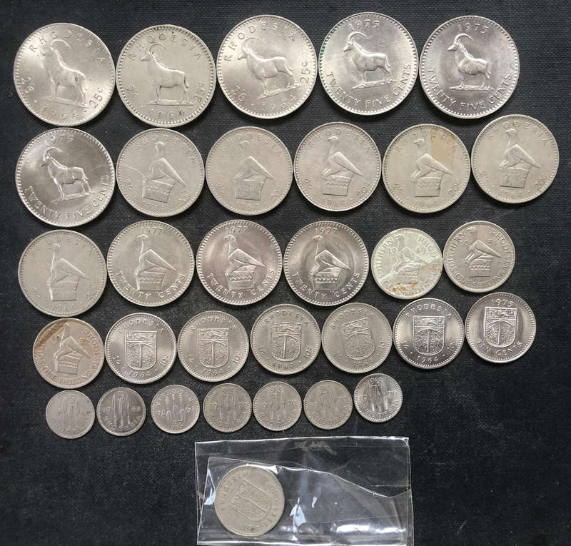 Rhodesia 1949 1951 1952 1964 1968 1970 1975 1977 32 Coins