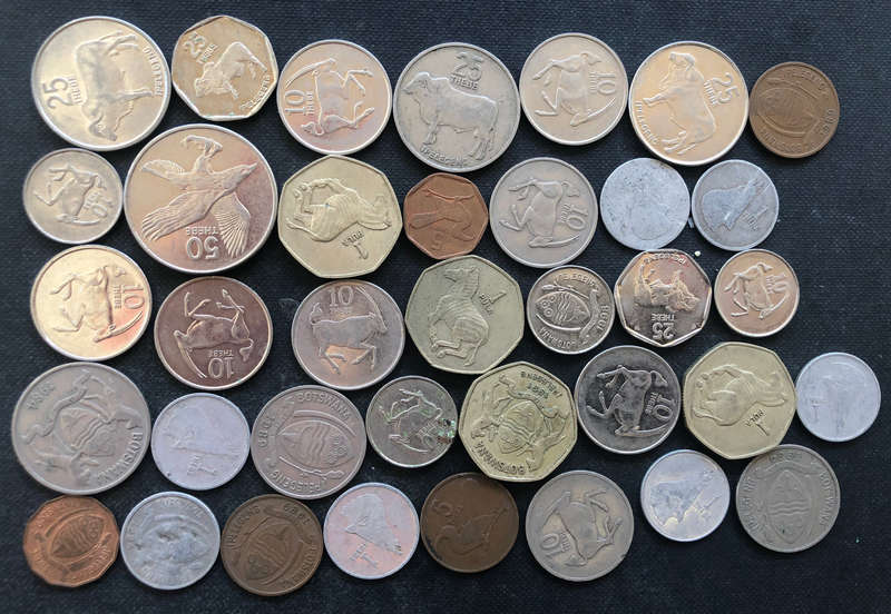 BOTSWANA 37 COINS VARIOUS DATES AND VALUES