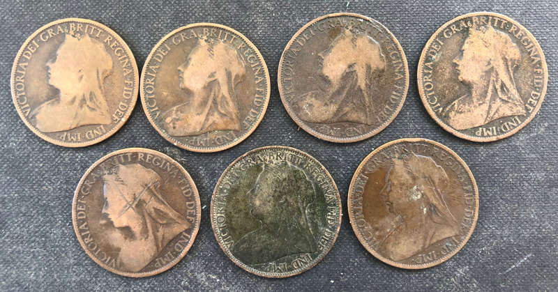 PENNY 1895, 1896,1897,1898,1899,1900 and 1901 BRITISH VEILED VICTORIA COLLECTION