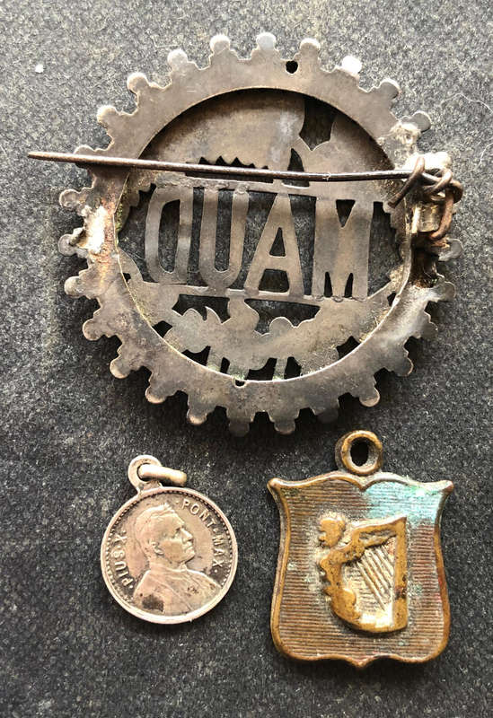 PENDANT Vintage Pope Pius X Irish Harp and Maud Brooch