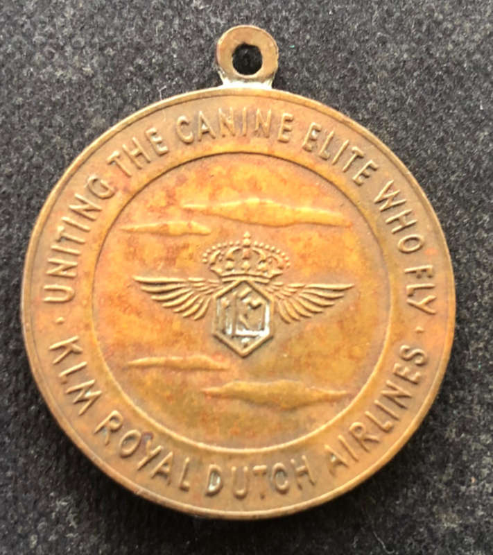 KLM World's Dog Club Member Vintage Brass Dog Tag