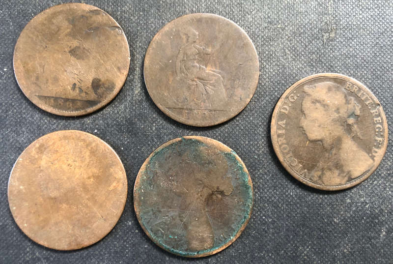 PENNY BRITISH QUEEN VICTORIA YOUNG HEAD COLLECTION OF 5