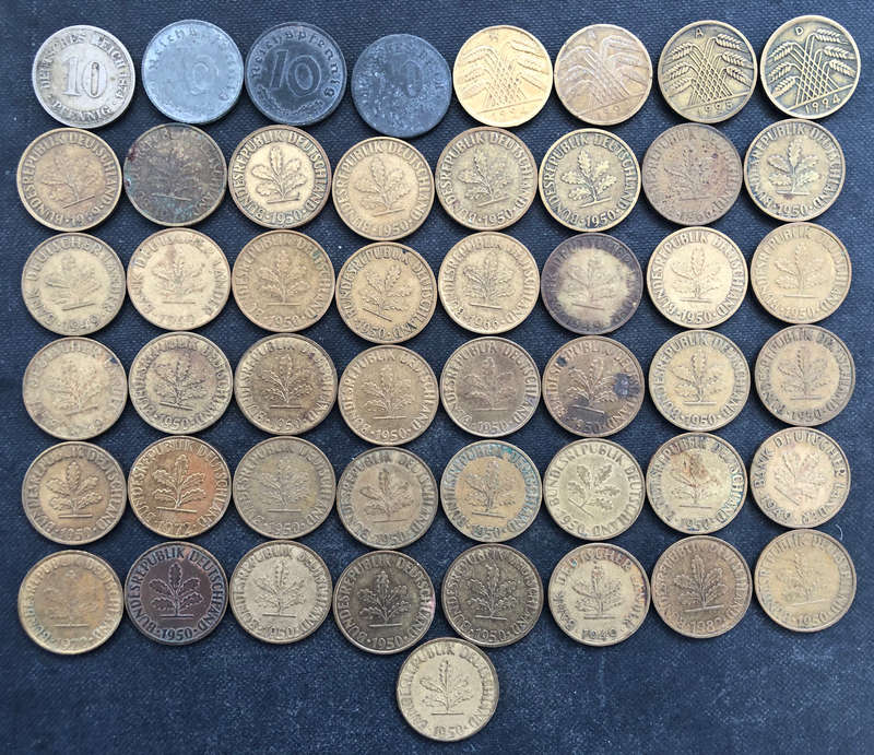 GERMAN 1874 1921 1924 1925 1940 1941 & other dates 10 Pfennig a Collection of 49 Coins