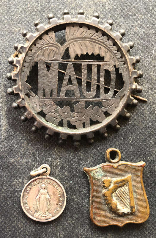 PENDANT Vintage Pope Pius X Irish Harp and Maud Brooch