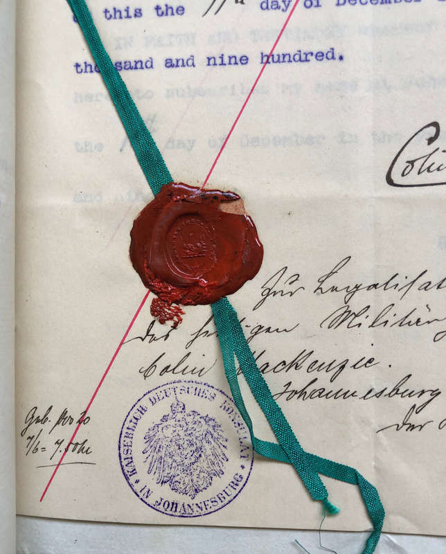 STAMPS FIVE 1900 ZUID AFRIKAANSCHE REPUBLIEK ZEGELREGT WITH VRI OVERPRINT ON GOLD MINING DOCUMENT