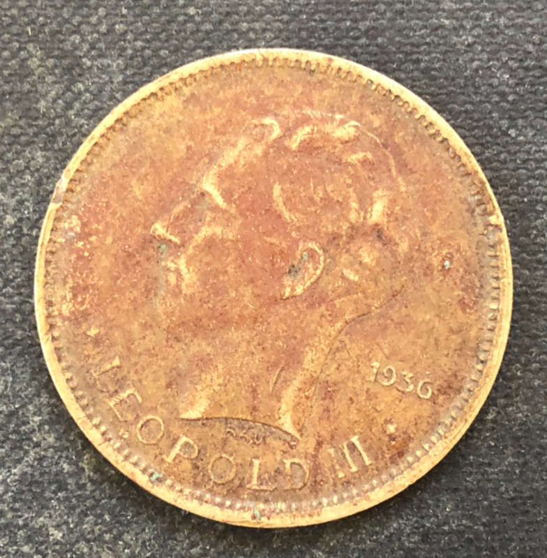 BELGIAN CONGO 1936 FIVE FRANCS