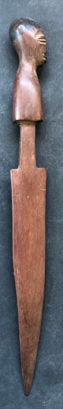 AFRICAN KNIFE OR DAGGER WOOD HAND CARVED