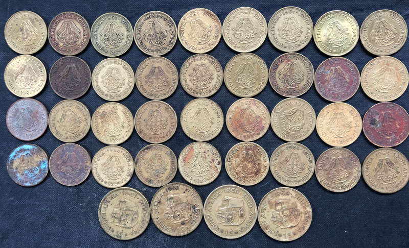 One Cent & Half Cent 1961 1962 1963 1964 Sets South Africa Collection of 40 Coins