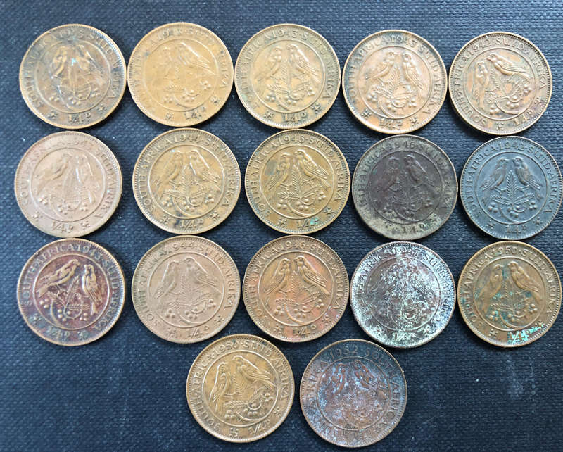 QUARTER PENNY Farthing 1942 1943 1944 1946 1947 1950 1952 South Africa 17 Coins
