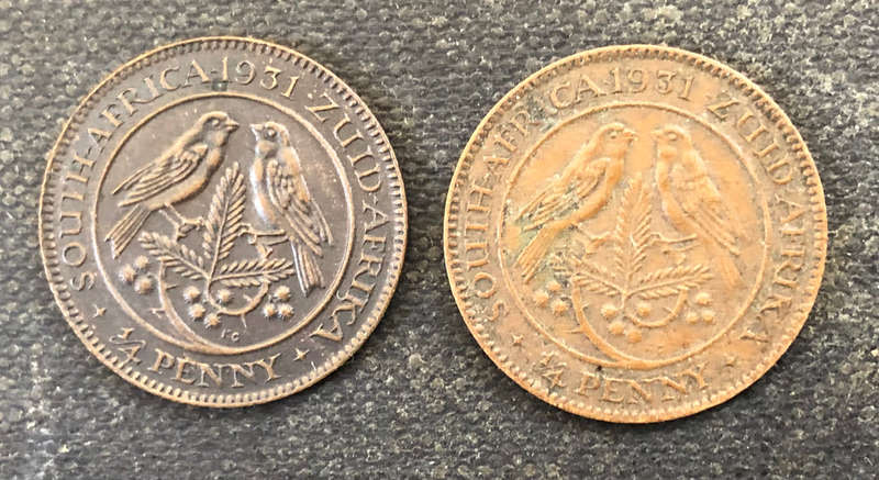 FARTHING 1931 UNION OF SOUTH AFRICA COLLECTION OF TWO COINS