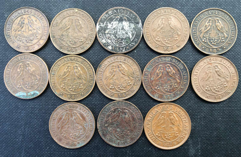 QUARTER PENNY Farthing 1942 1943 1944 1945 1946 1947 1948 1949 1950 1952 South Africa 13 Coins