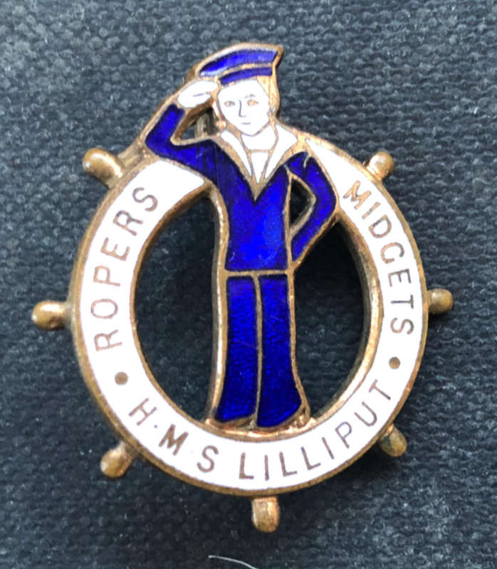 H.M.S. LILLIPUT Ropers Midgets Vintage Enamel Badge