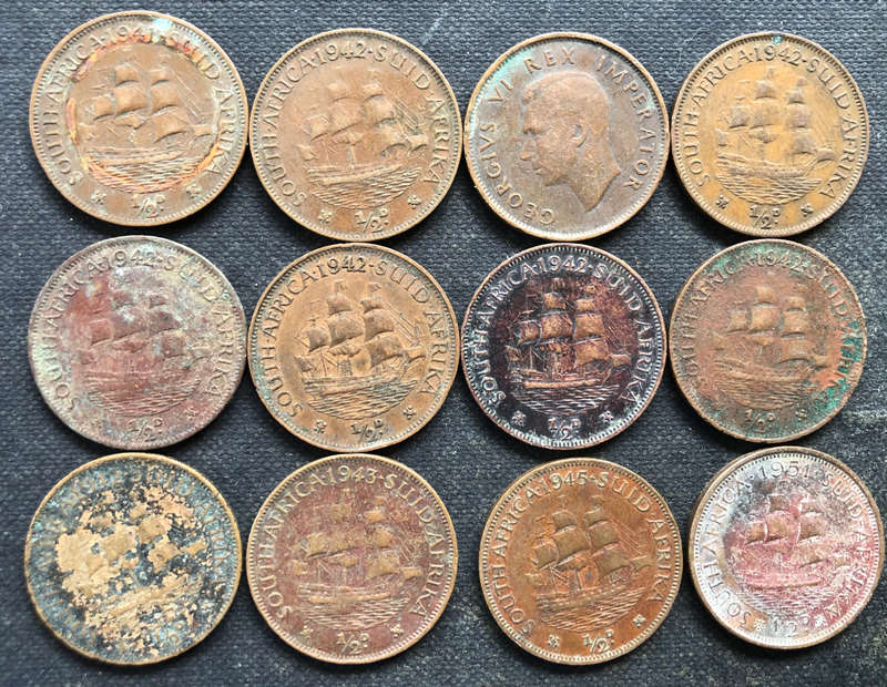 HALF PENNY 1941 1942 x 8 1943 1945 1951 UNION OF SOUTH AFRICA COLLECTION OF 12