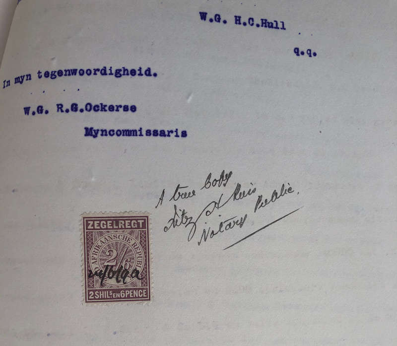 STAMP ZUID AFRIKAANSCHE REPUBLIEK ZEGELREGT 1899 TWO SHILLINGS AND SIXPENCE ON DUTCH DOCUMENT