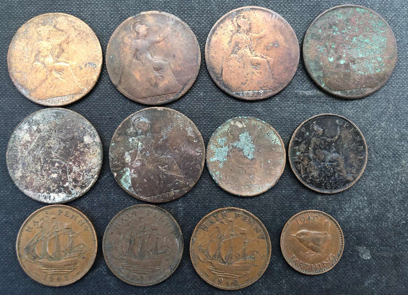 UK 1889 1890 1912 1915 1916 1918 1920 1939 1940 1941 Farthing Penny Half Penny 12 Coins