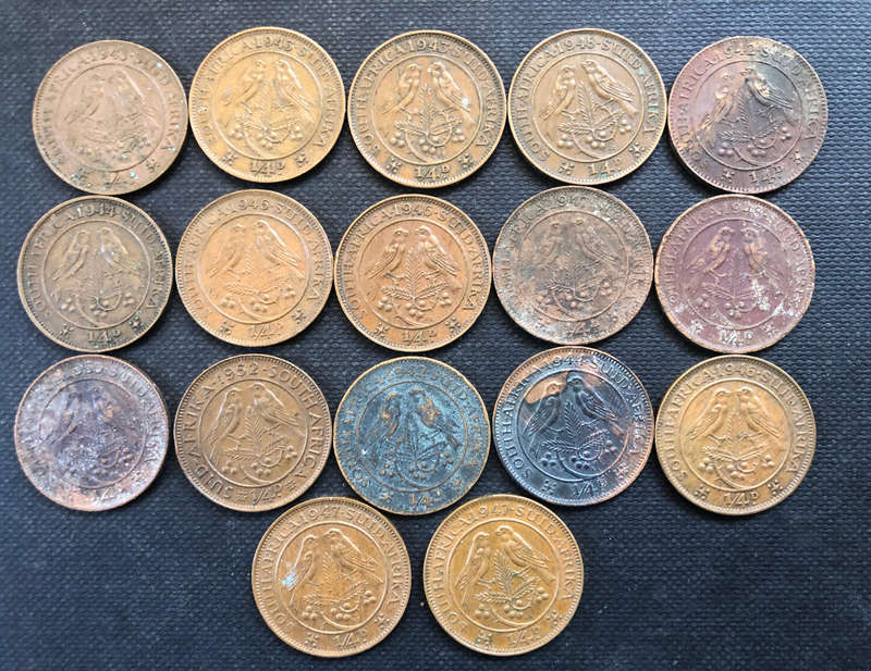 QUARTER PENNY Farthing 1942 1943 1944 1946 1947 1948 1950 South Africa 17 Coins