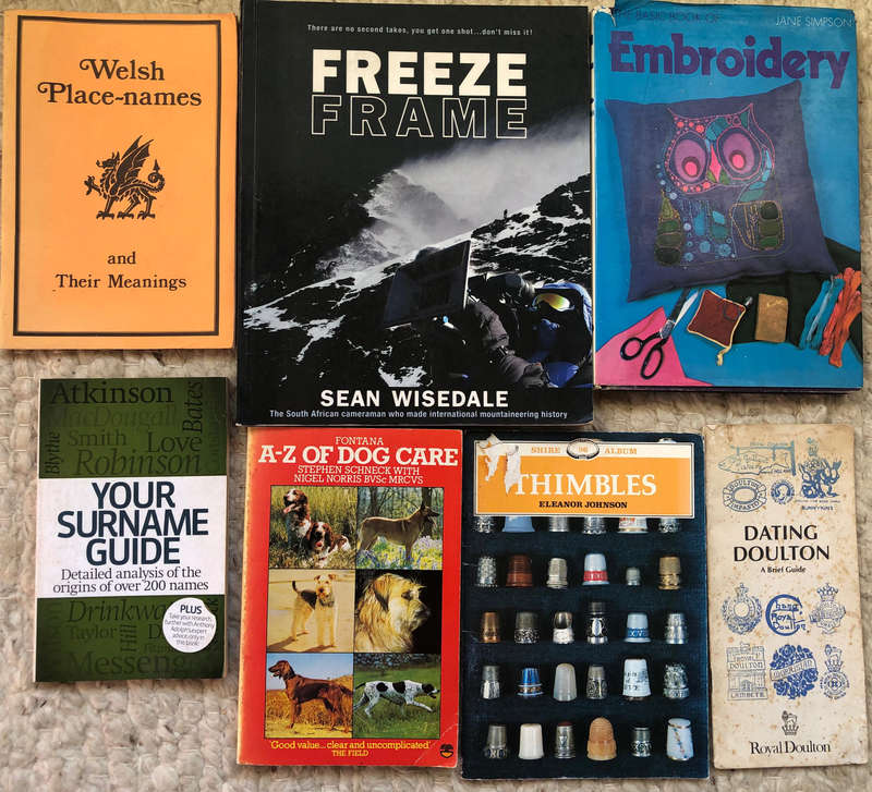 Collection of 7 Books :- Freeze Frame by Wisedale Thimbles by Johnson A-Z of Dog Care by Schneck....