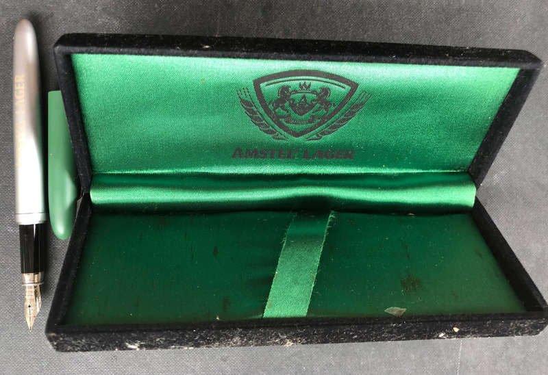 FOUNTAIN PEN AMSTEL LAGER IN ORIGINAL PRESENTATION BOX ALSO SIGNED AMSTEL LAGER