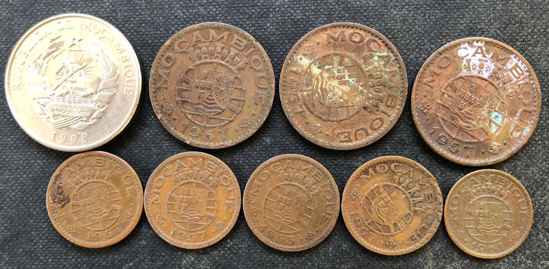 MOCAMBIQUE MOZAMBIQUE 1998 5000 Meticais 1957 1 Escudo 1953 1957 50 Centavos 1961 20 Centavos 9 Coin