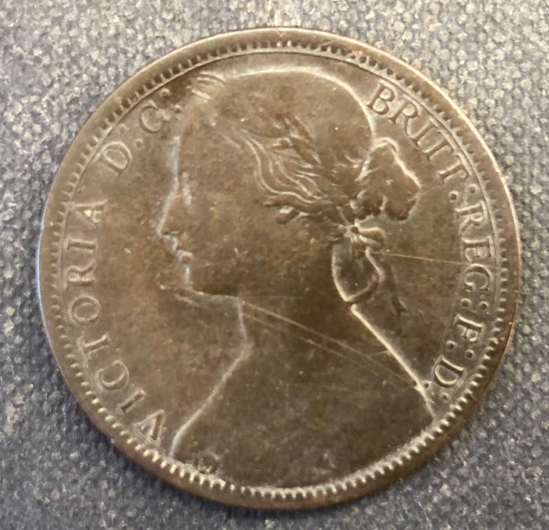 PENNY BRITISH 1873 VICTORIAN WITH YOUNG HEAD