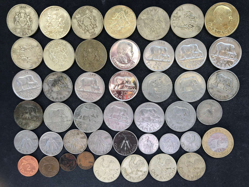 MALAWI 50 20 10 5 2 & 1 Tambala 10 & 1 Kwacha Florin Shillings and Sixpence Collection of 45 Coins