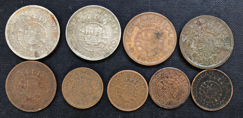 MOCAMBIQUE MOZAMBIQUE 1941 1949 1950 1953 1957 1965 1968 1 Escudo 50 20 Centimes Collection 9 Coins
