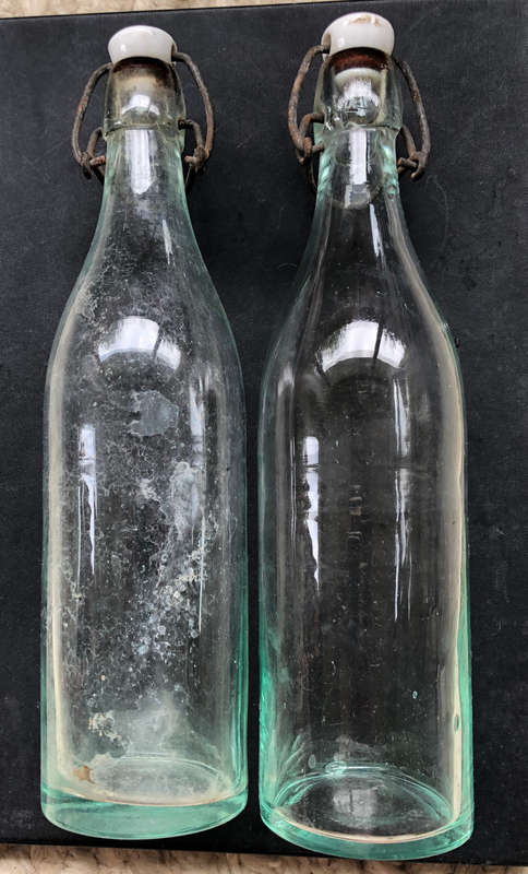 BOTTLES THREE CERAMIC SWING TOPS CIRCA 1900'S PROVENANCE OF AVONDALE FARM NEAR BEDFORD