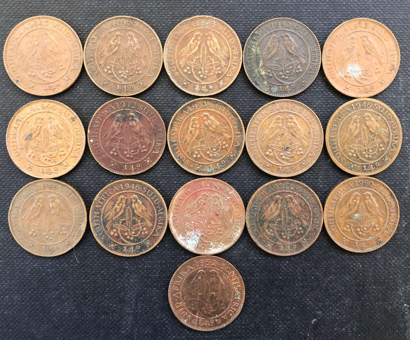 QUARTER PENNY Farthing 1942 1943 1944 1946 1948 1949 1950 1952 South Africa 16 Coins