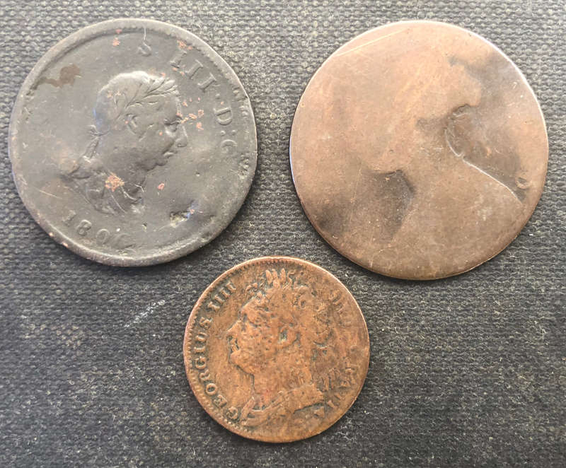HALF PENNY 1806 FARTHING 1826 PENNY 1863 BRITAIN COLLECTION OF 3 COINS