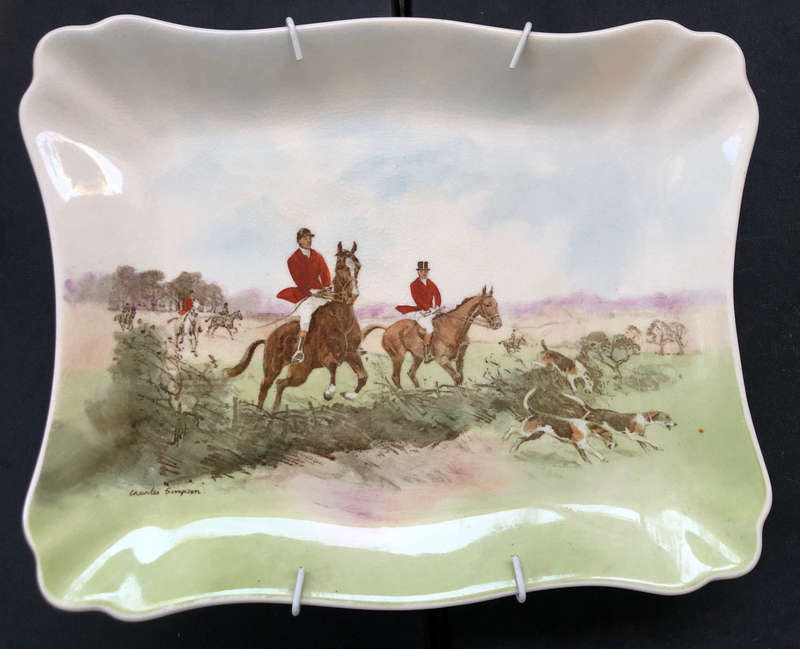 ROYAL DOULTON THE FOX HUNT IN THE VALE RECTANGULAR SCALLOPED PLATE SERIESWARE CABINET PLATE