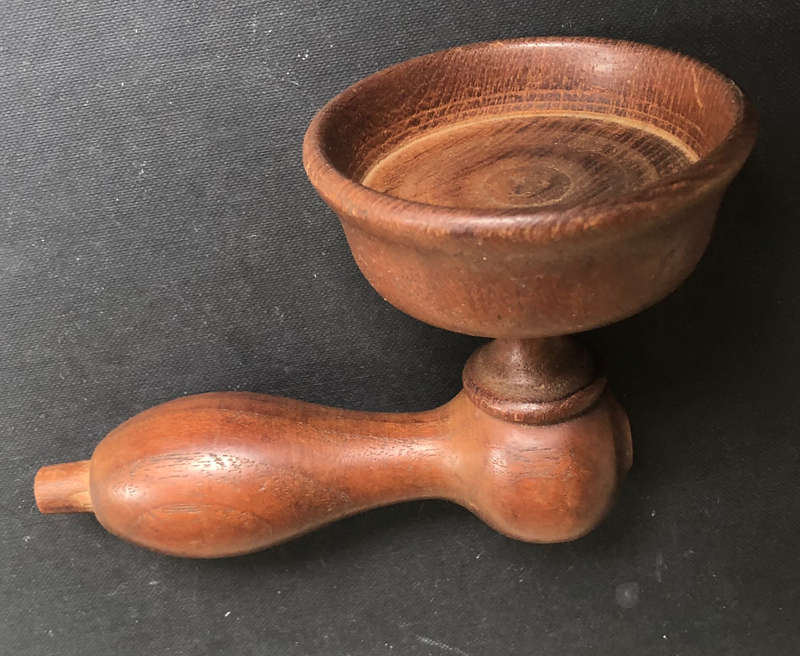 SHAVING MUG AND BRUSH HOLDER VINTAGE BURMESE TEAK