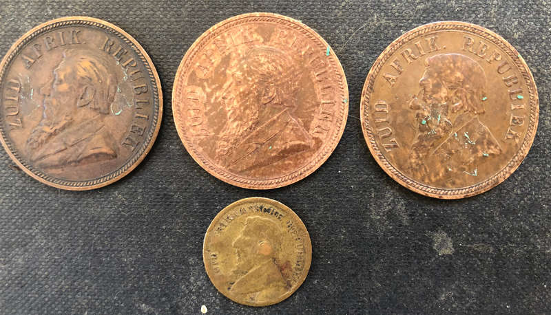 PENNY THREE 1898 KRUGER AND ONE IMITATION KRUGER HALF POND