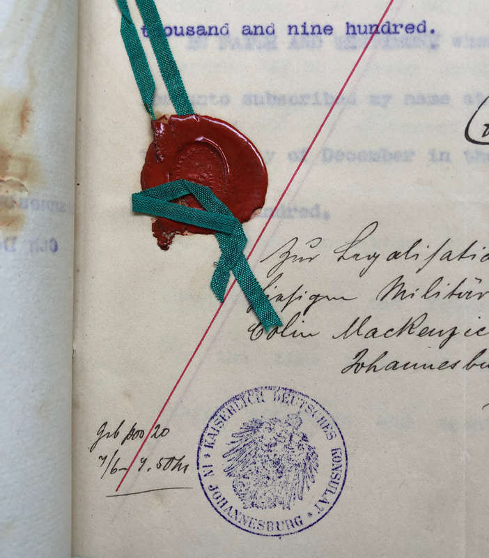STAMPS FIVE 1900 ZUID AFRIKAANSCHE REPUBLIEK ZEGELREGT WITH VRI OVERPRINT ON GOLD MINING DOCUMENT
