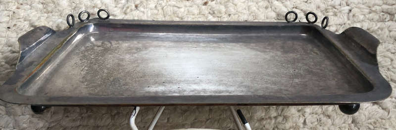 SILVER PLATED BUTLERS TRAY ON BUN FEET