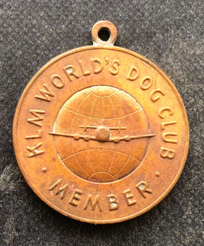 KLM World's Dog Club Member Vintage Brass Dog Tag