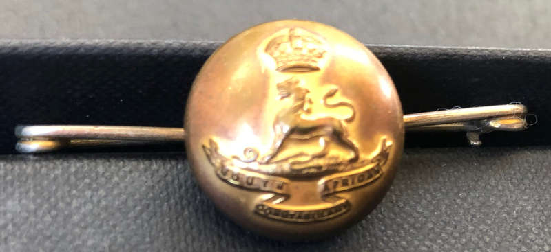 MILITARY SOUTH AFRICAN CONSTABULARY VINTAGE BRASS BUTTON WITH ORIGINAL CLIP