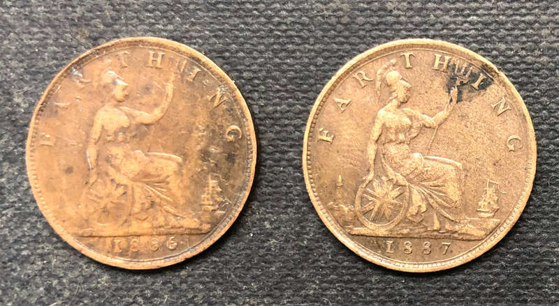 FARTHING 1886 AND 1887 UK COLLECTION OF 2