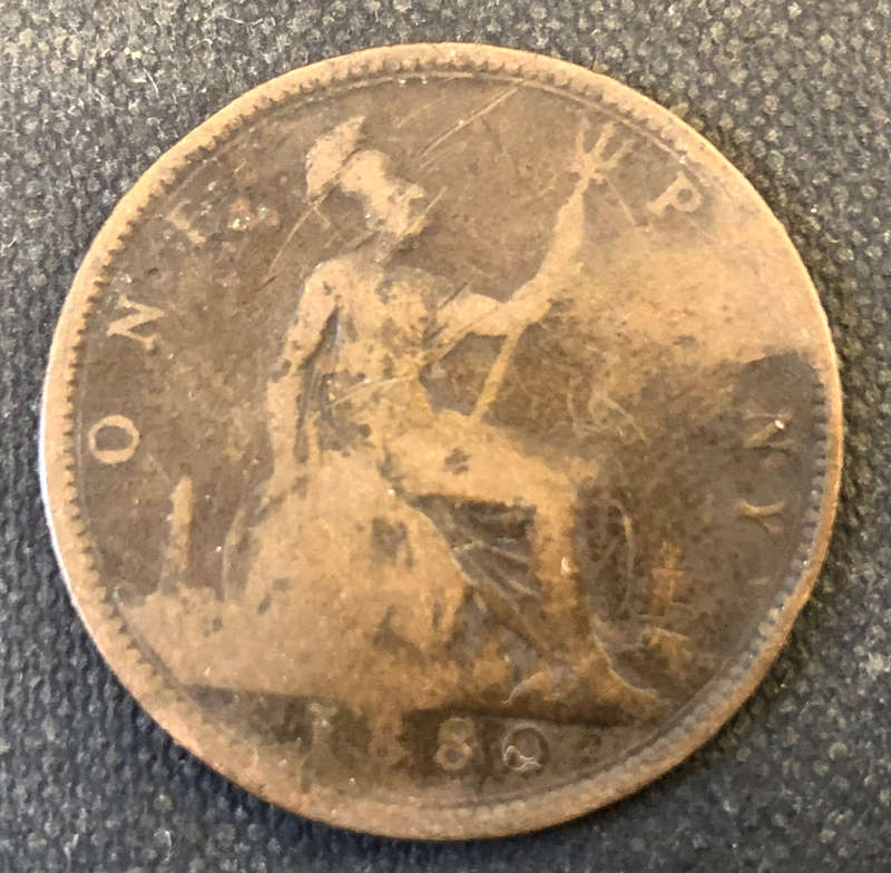 PENNY BRITISH 1880 VICTORIAN WITH YOUNG HEAD
