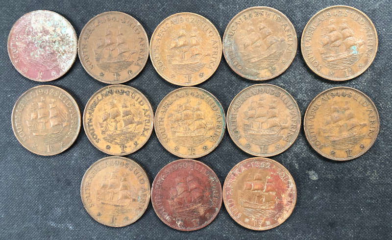 Penny 1937 1941 1942 x 6 1943 1944 1945 1950 1952 UNION SA