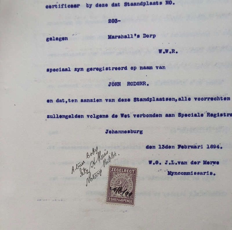 STAMP ZUID AFRIKAANSCHE REPUBLIEK ZEGELREGT 1896 TWO SHILLINGS AND SIXPENCE ON DUTCH DOCUMENT