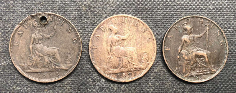 FARTHING 1891 AND 1897 UK COLLECTION OF THREE