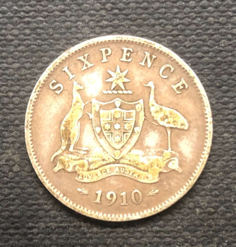 SIXPENCE 1910 AUSTRALIA SILVER