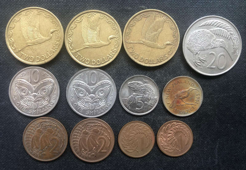 NEW ZEALAND 2 Dollars 20 Cent 10 Cent 5 Cent 2 Cent 1 Cent Collection of 12 Coins