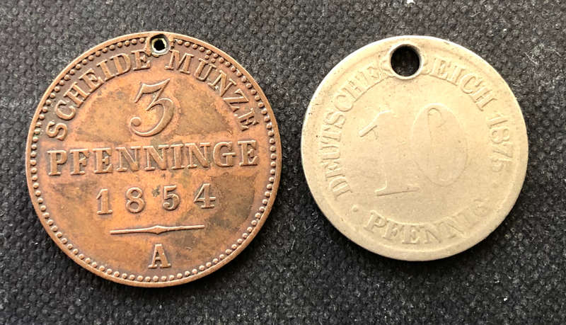 GERMANY 1854 1875 3 Pfenninge & 10 Pfennig Collection of 2 Coins