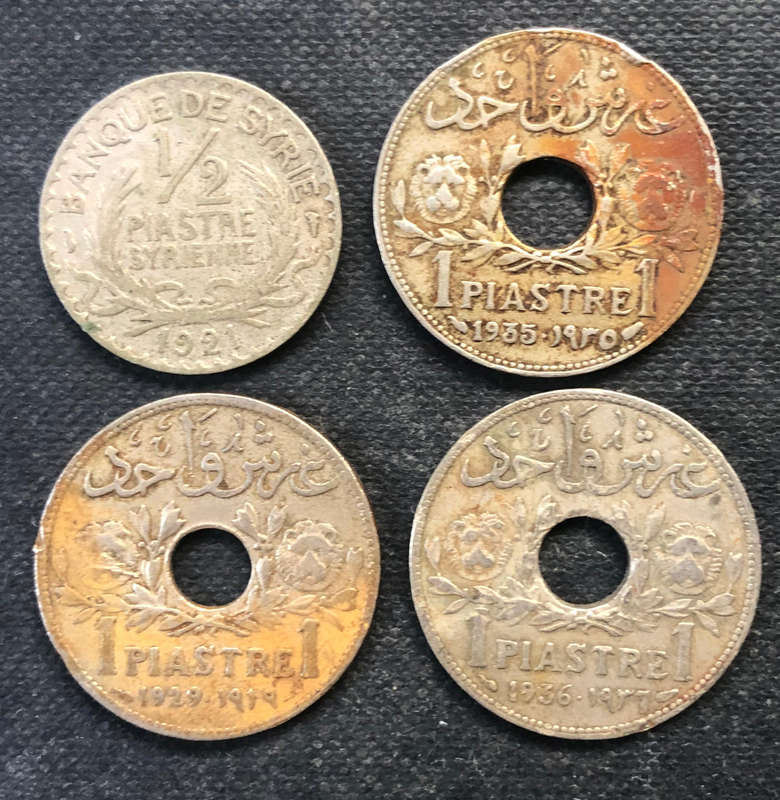 SYRIA 1921 1/2 Piastre 1925 1929 1936 1 Piastre 4 Coins