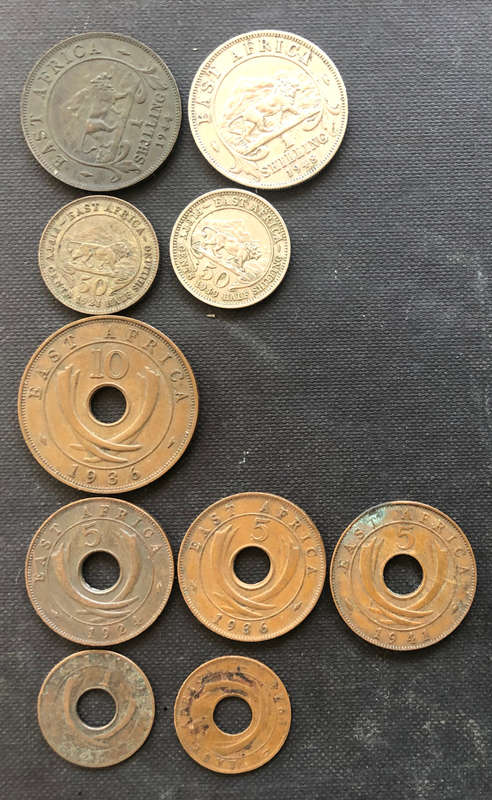 EAST AFRICA 1921 1923 1924 1936 1941 1944 1948 1949 SHILLING 50 10 5 & 1 CENTS COLLECTION OF 10 COIN