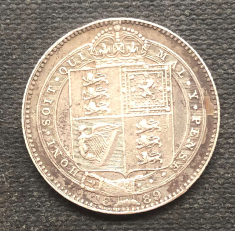 SHILLING 1889 UK SILVER