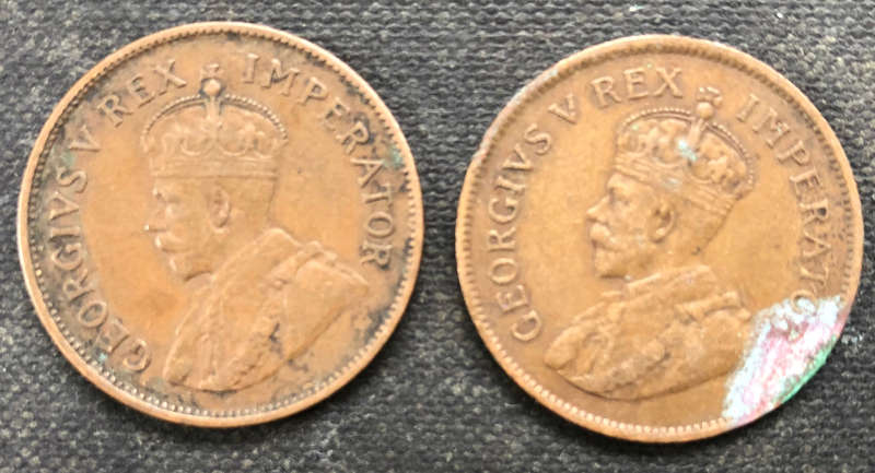 HALF PENNY 1929 1930 TWO UNION OF SOUTH AFRICA COINS